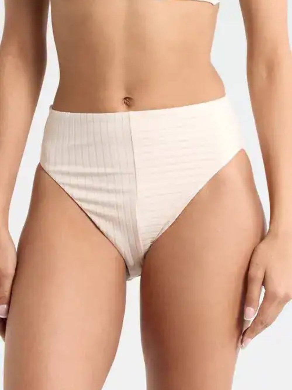 NWT Sanctuary White High Waist Textured Swim Bikini Bottom Medium